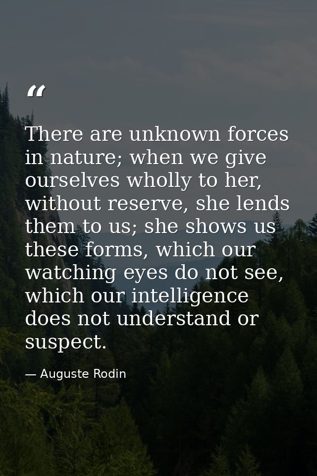 There are unknown forces in nature; when we give ourselves wholly to her, without reserve, she lends them to us; she sho — Auguste Rodin
