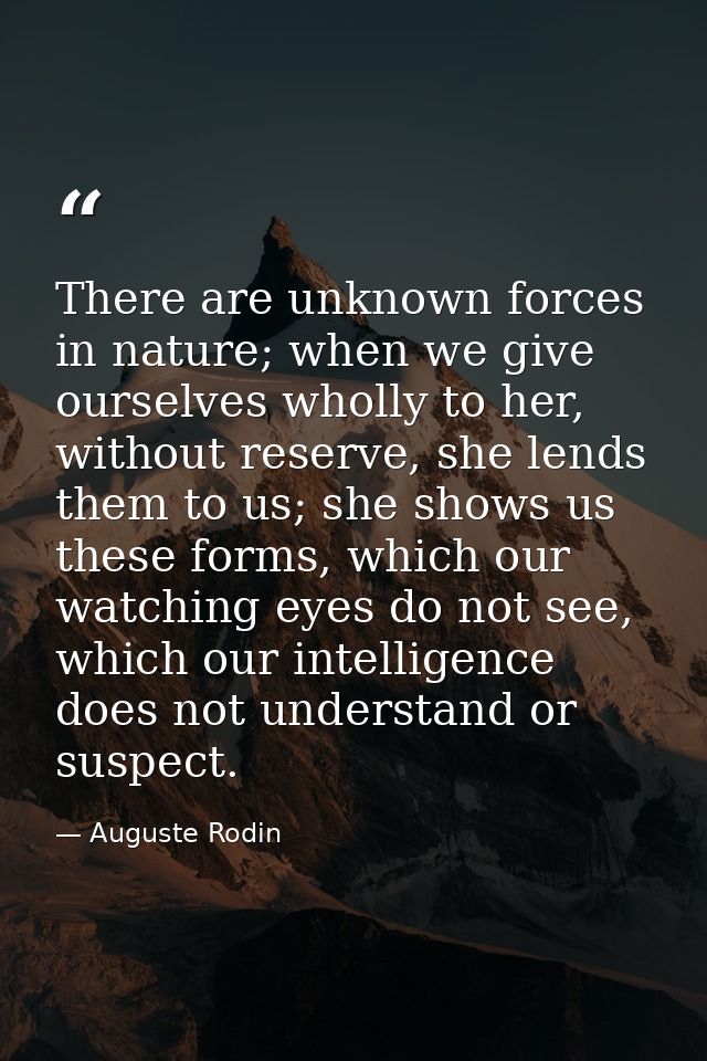 There are unknown forces in nature; when we give ourselves wholly to her, without reserve, she lends them to us; she sho — Auguste Rodin