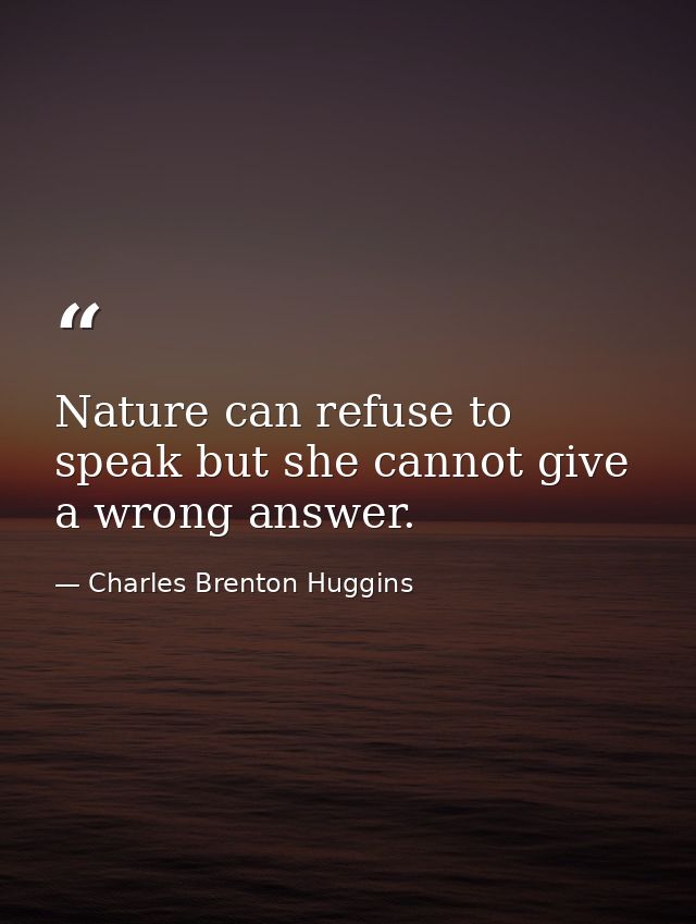 Nature can refuse to speak but she cannot give a wrong answer. — Charles Brenton Huggins