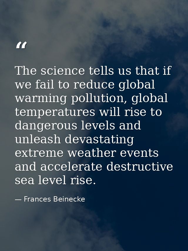The science tells us that if we fail to reduce global warming pollution, global temperatures will rise to dangerous leve — Frances Beinecke