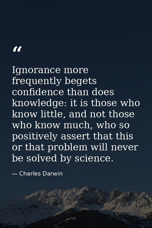 Ignorance more frequently begets confidence than does knowledge: it is those who know little, and not those who know muc — Charles Darwin