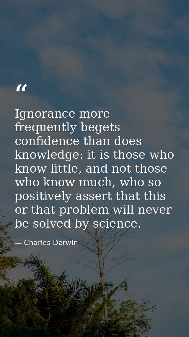 Ignorance more frequently begets confidence than does knowledge: it is those who know little, and not those who know muc — Charles Darwin