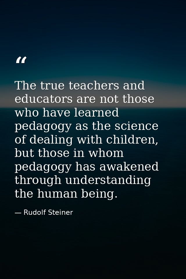 The true teachers and educators are not those who have learned pedagogy as the science of dealing with children, but tho — Rudolf Steiner