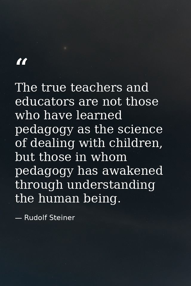 The true teachers and educators are not those who have learned pedagogy as the science of dealing with children, but tho — Rudolf Steiner