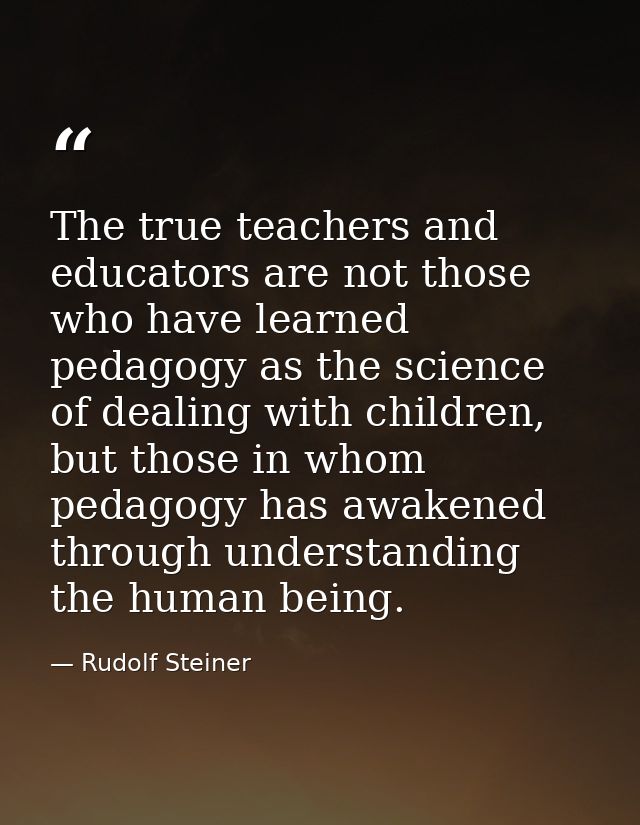 The true teachers and educators are not those who have learned pedagogy as the science of dealing with children, but tho — Rudolf Steiner