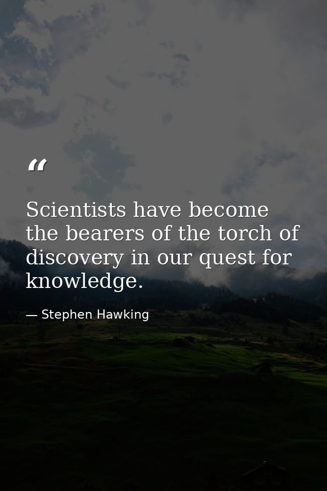 Scientists have become the bearers of the torch of discovery in our quest for knowledge. — Stephen Hawking