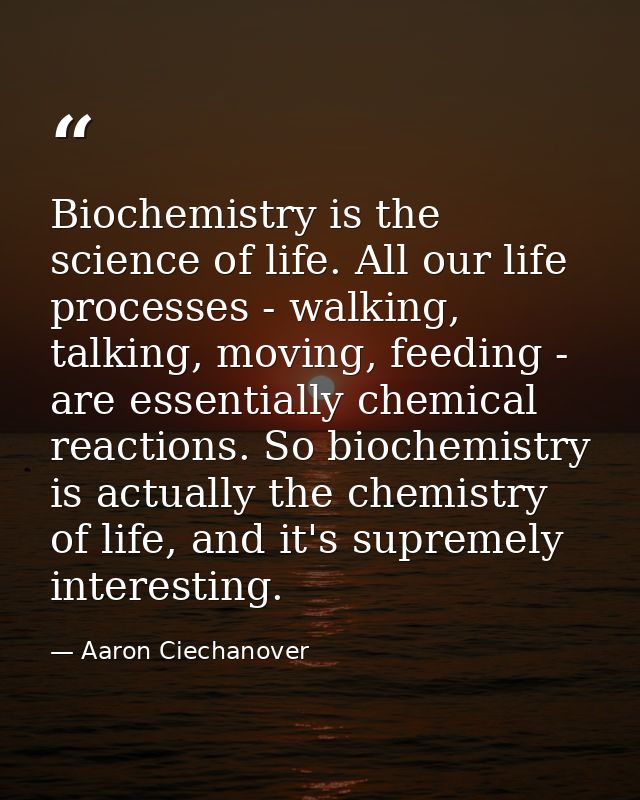 Biochemistry is the science of life. All our life processes - walking, talking, moving, feeding - are essentially chemic — Aaron Ciechanover