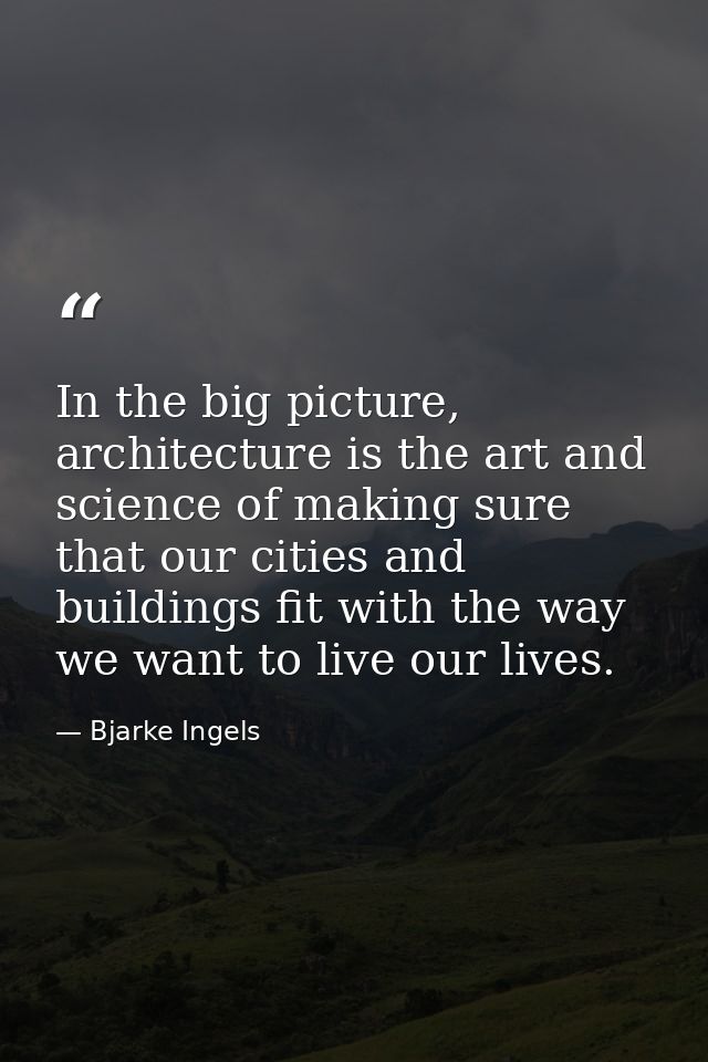 In the big picture, architecture is the art and science of making sure that our cities and buildings fit with the way we — Bjarke Ingels