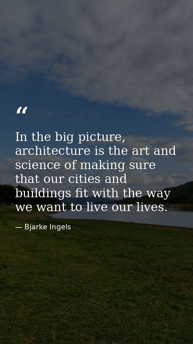 In the big picture, architecture is the art and science of making sure that our cities and buildings fit with the way we — Bjarke Ingels