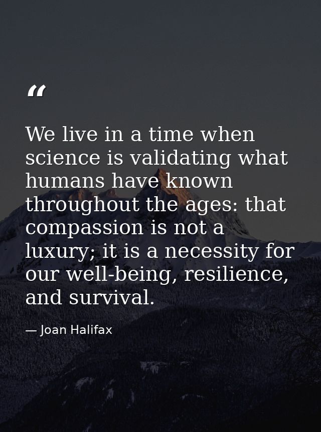 We live in a time when science is validating what humans have known throughout the ages: that compassion is not a luxury — Joan Halifax