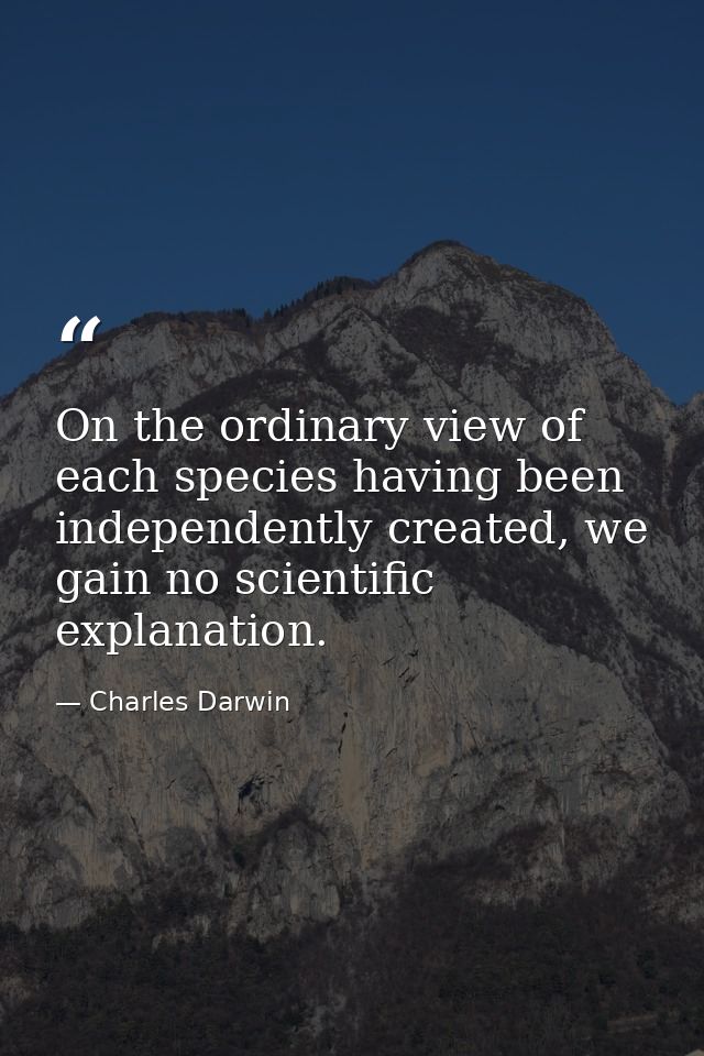 On the ordinary view of each species having been independently created, we gain no scientific explanation. — Charles Darwin