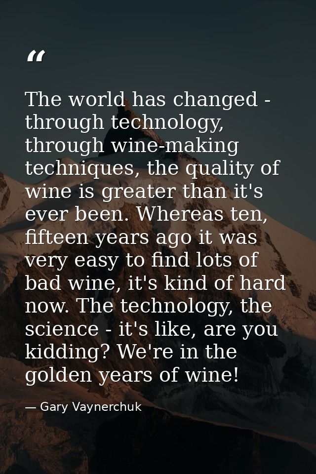 The world has changed - through technology, through wine-making techniques, the quality of wine is greater than it's eve — Gary Vaynerchuk
