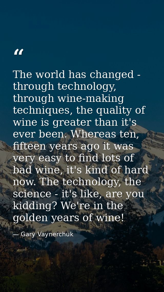 The world has changed - through technology, through wine-making techniques, the quality of wine is greater than it's eve — Gary Vaynerchuk