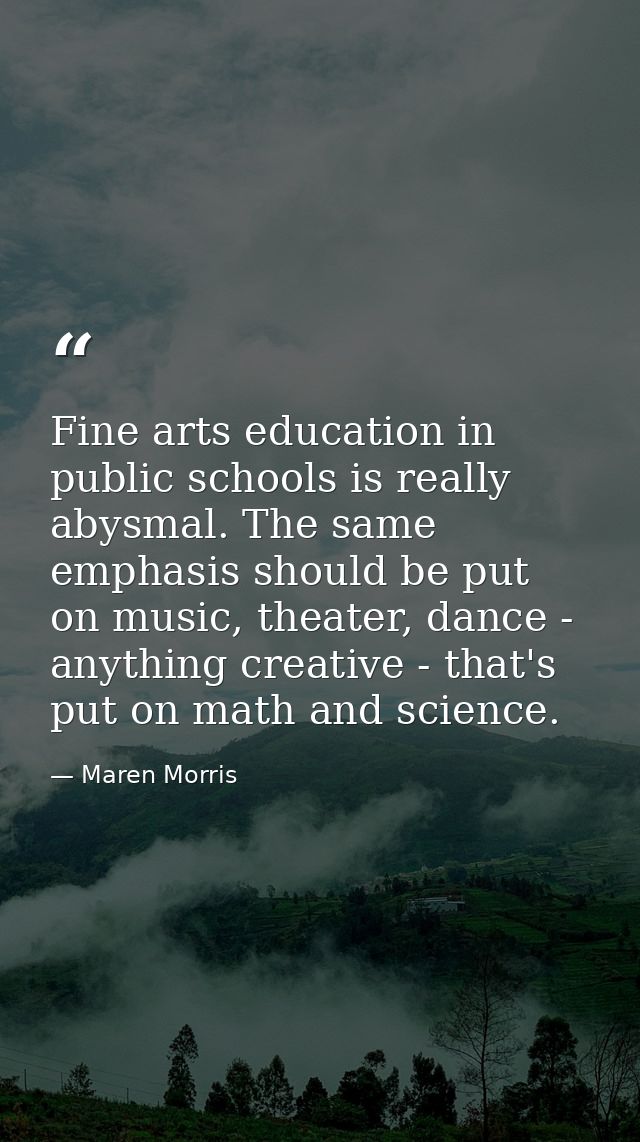 Fine arts education in public schools is really abysmal. The same emphasis should be put on music, theater, dance - anyt — Maren Morris