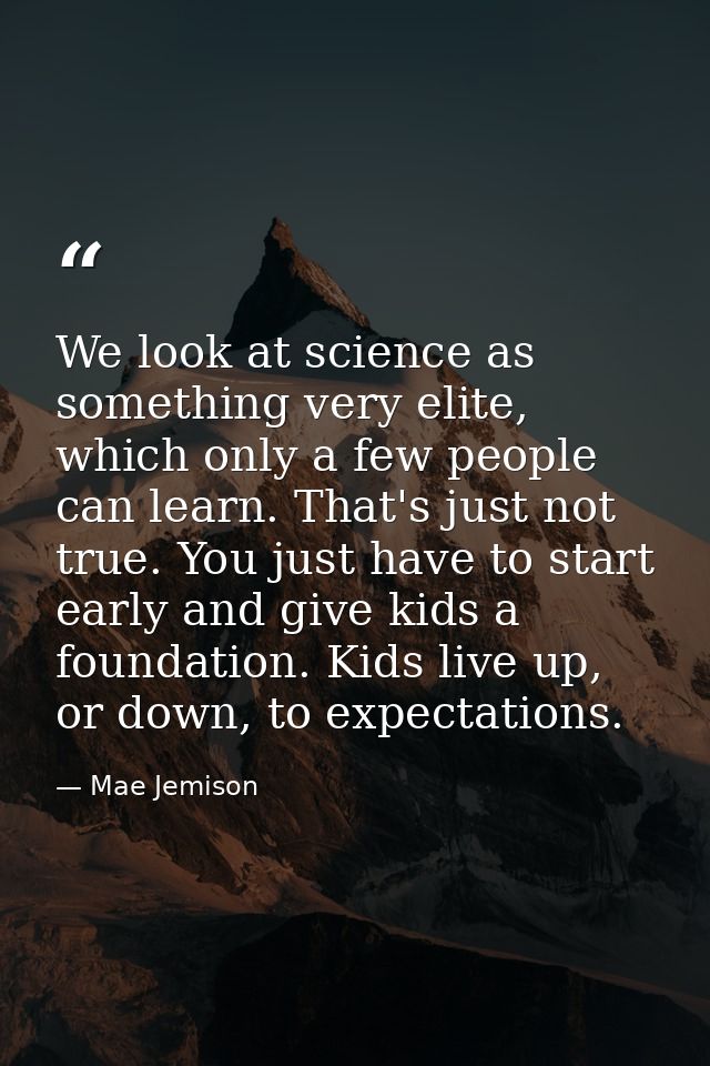 We look at science as something very elite, which only a few people can learn. That's just not true. You just have to st — Mae Jemison