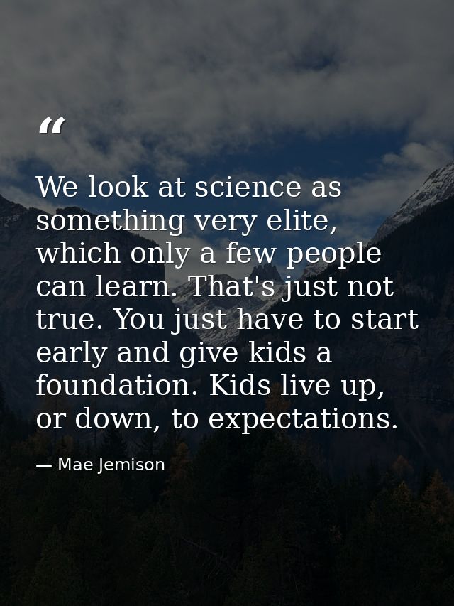We look at science as something very elite, which only a few people can learn. That's just not true. You just have to st — Mae Jemison