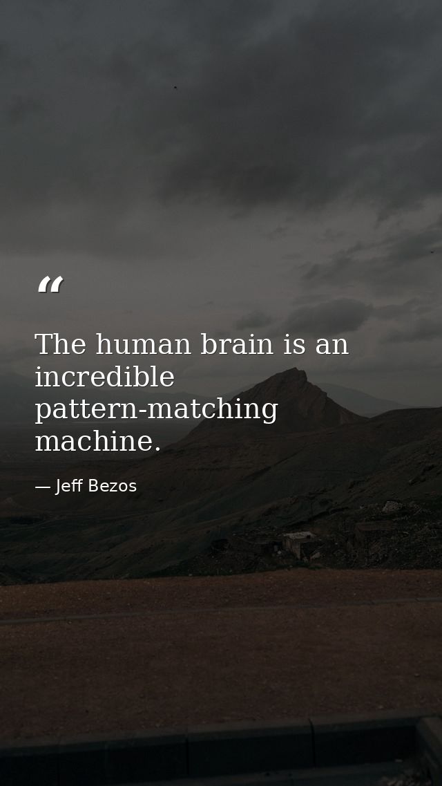 The human brain is an incredible pattern-matching machine. — Jeff Bezos
