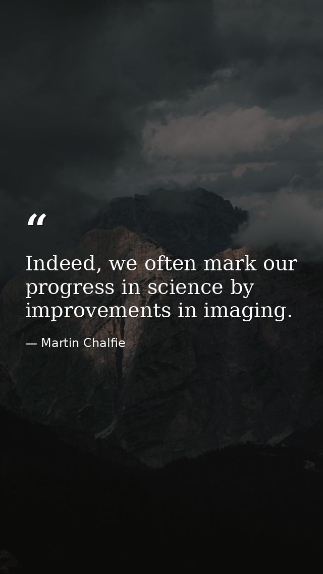 Indeed, we often mark our progress in science by improvements in imaging. — Martin Chalfie