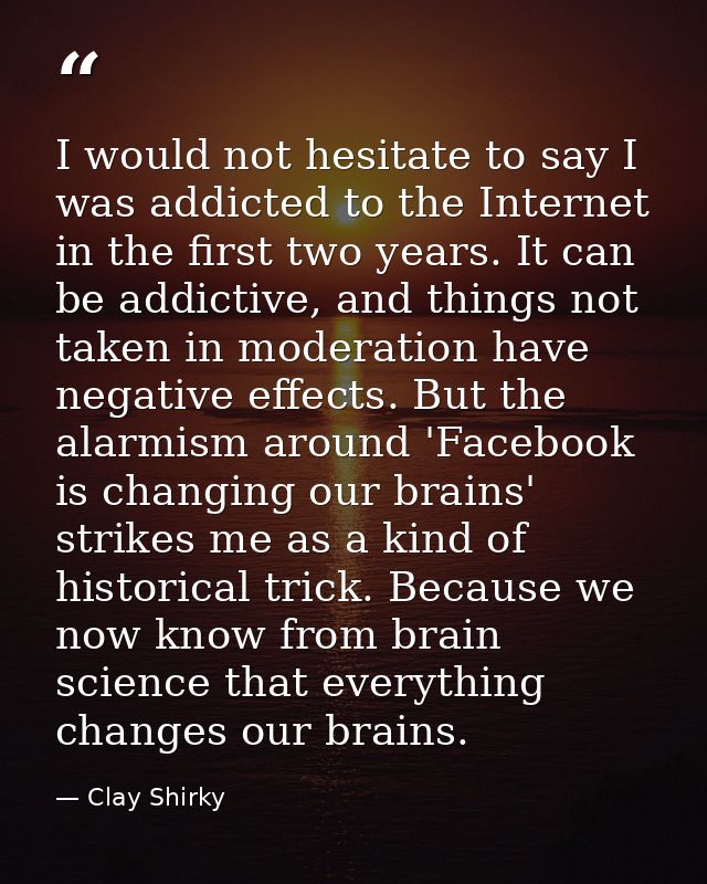 I would not hesitate to say I was addicted to the Internet in the first two years. It can be addictive, and things not t — Clay Shirky