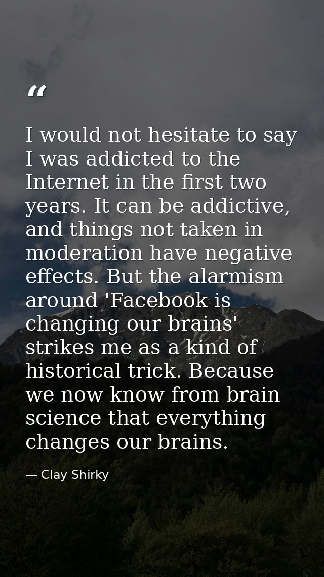 I would not hesitate to say I was addicted to the Internet in the first two years. It can be addictive, and things not t — Clay Shirky