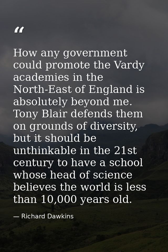 How any government could promote the Vardy academies in the North-East of England is absolutely beyond me. Tony Blair de — Richard Dawkins