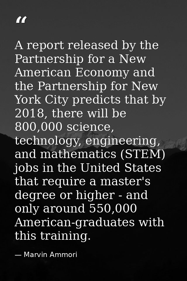 A report released by the Partnership for a New American Economy and the Partnership for New York City predicts that by 2 — Marvin Ammori