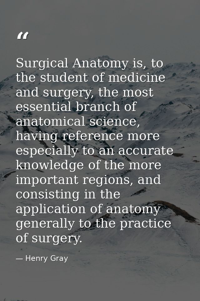 Surgical Anatomy is, to the student of medicine and surgery, the most essential branch of anatomical science, having ref — Henry Gray