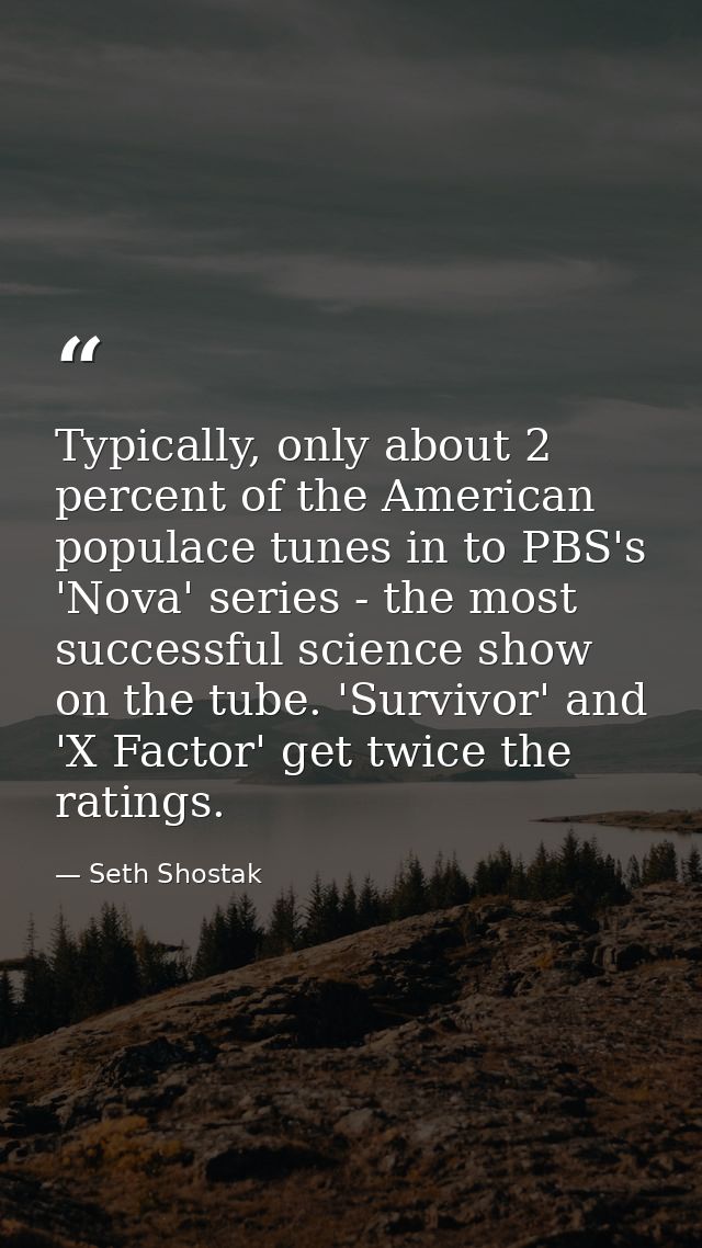 Typically, only about 2 percent of the American populace tunes in to PBS's 'Nova' series - the most successful science s — Seth Shostak
