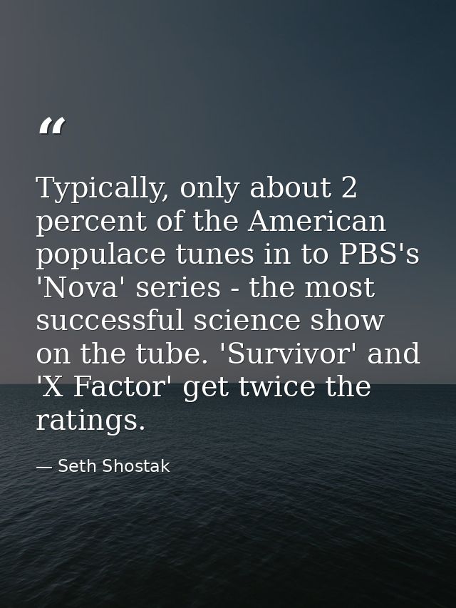 Typically, only about 2 percent of the American populace tunes in to PBS's 'Nova' series - the most successful science s — Seth Shostak