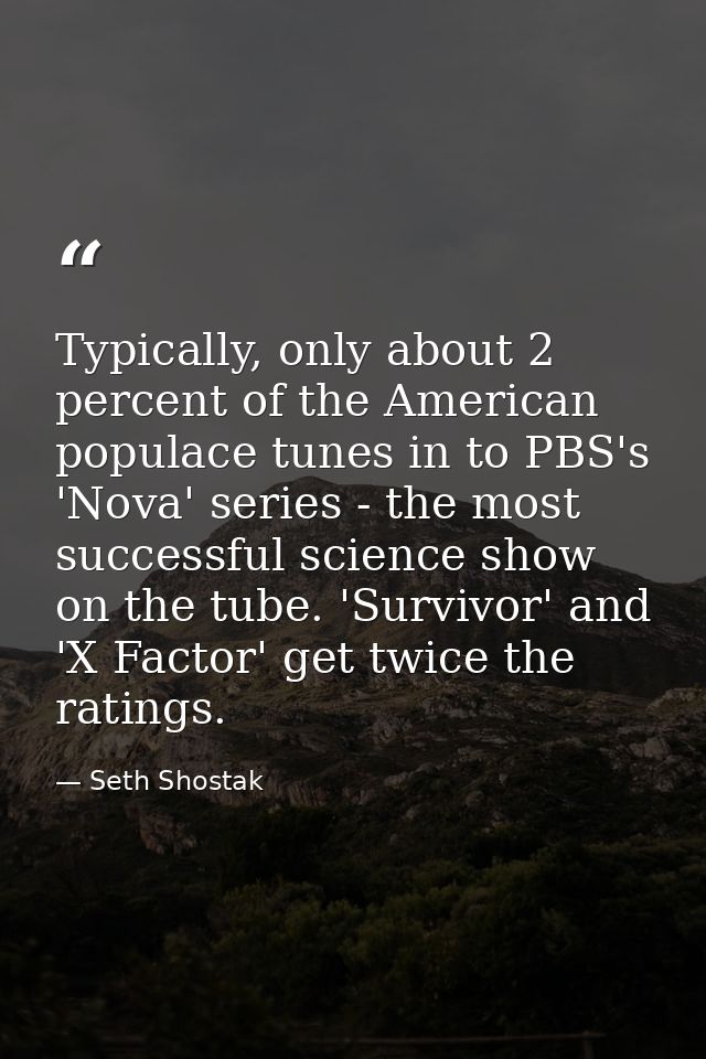 Typically, only about 2 percent of the American populace tunes in to PBS's 'Nova' series - the most successful science s — Seth Shostak