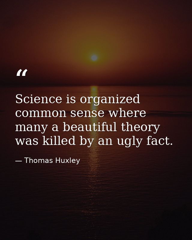 Science is organized common sense where many a beautiful theory was killed by an ugly fact. — Thomas Huxley