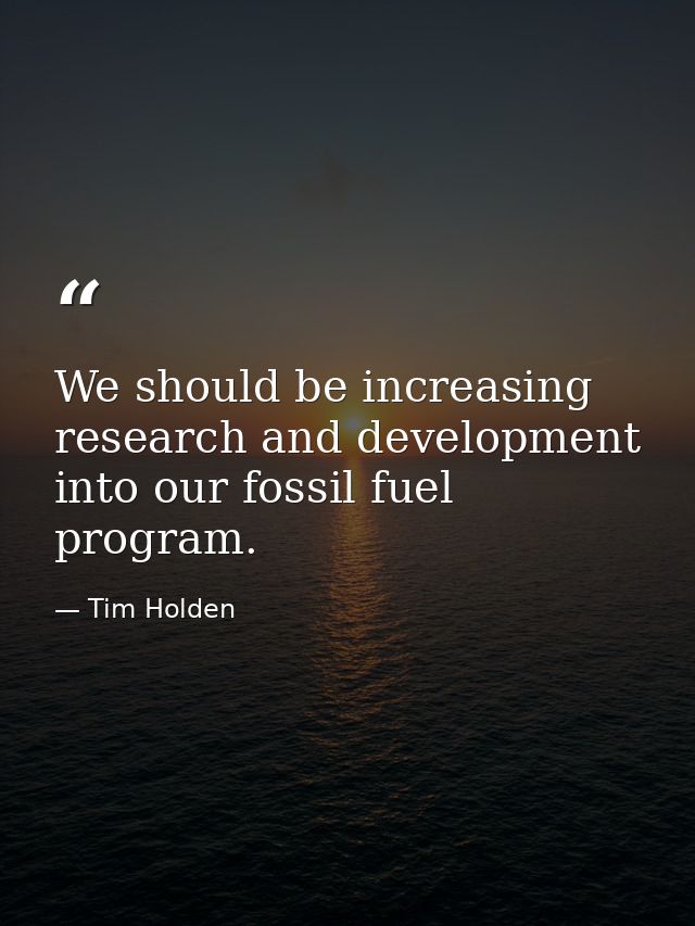 We should be increasing research and development into our fossil fuel program. — Tim Holden