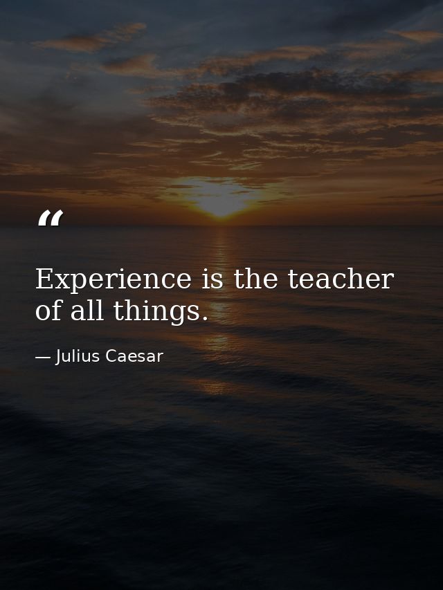 Experience is the teacher of all things. — Julius Caesar