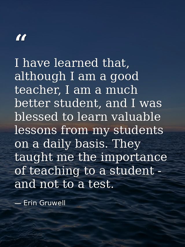 I have learned that, although I am a good teacher, I am a much better student, and I was blessed to learn valuable lesso — Erin Gruwell