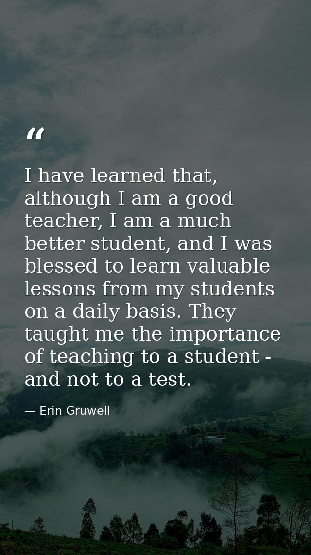 I have learned that, although I am a good teacher, I am a much better student, and I was blessed to learn valuable lesso — Erin Gruwell
