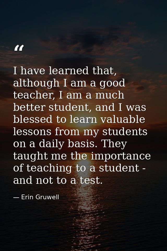 I have learned that, although I am a good teacher, I am a much better student, and I was blessed to learn valuable lesso — Erin Gruwell