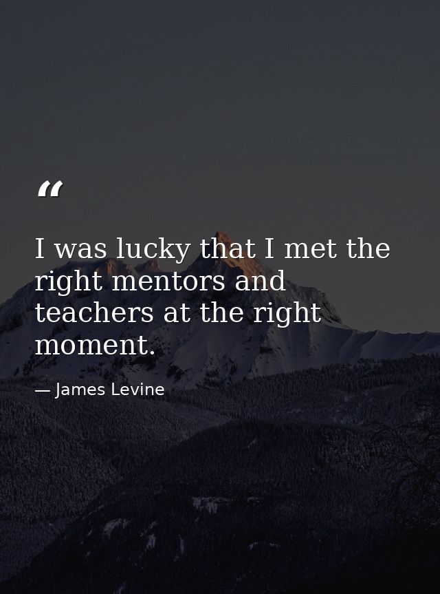 I was lucky that I met the right mentors and teachers at the right moment. — James Levine
