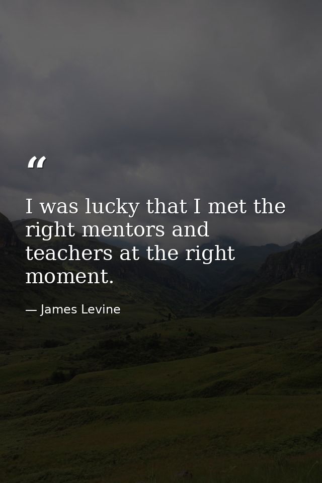 I was lucky that I met the right mentors and teachers at the right moment. — James Levine