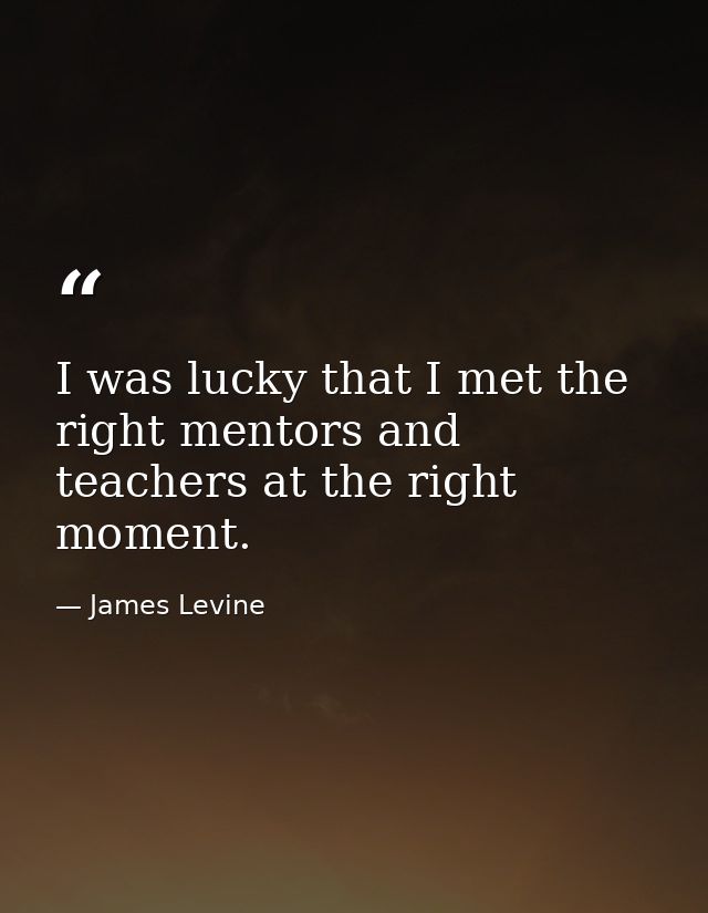 I was lucky that I met the right mentors and teachers at the right moment. — James Levine
