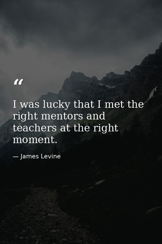 I was lucky that I met the right mentors and teachers at the right moment. — James Levine