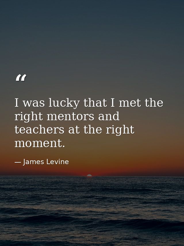 I was lucky that I met the right mentors and teachers at the right moment. — James Levine