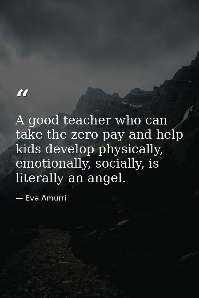 A good teacher who can take the zero pay and help kids develop physically, emotionally, socially, is literally an angel. — Eva Amurri
