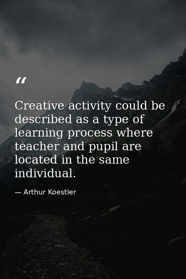 Creative activity could be described as a type of learning process where teacher and pupil are located in the same indiv — Arthur Koestler