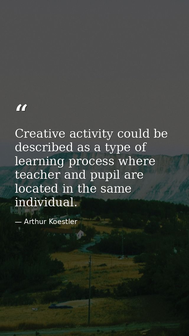 Creative activity could be described as a type of learning process where teacher and pupil are located in the same indiv — Arthur Koestler