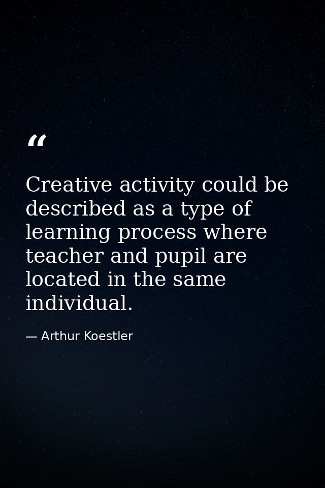 Creative activity could be described as a type of learning process where teacher and pupil are located in the same indiv — Arthur Koestler