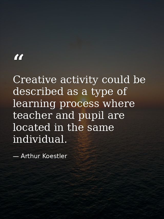 Creative activity could be described as a type of learning process where teacher and pupil are located in the same indiv — Arthur Koestler