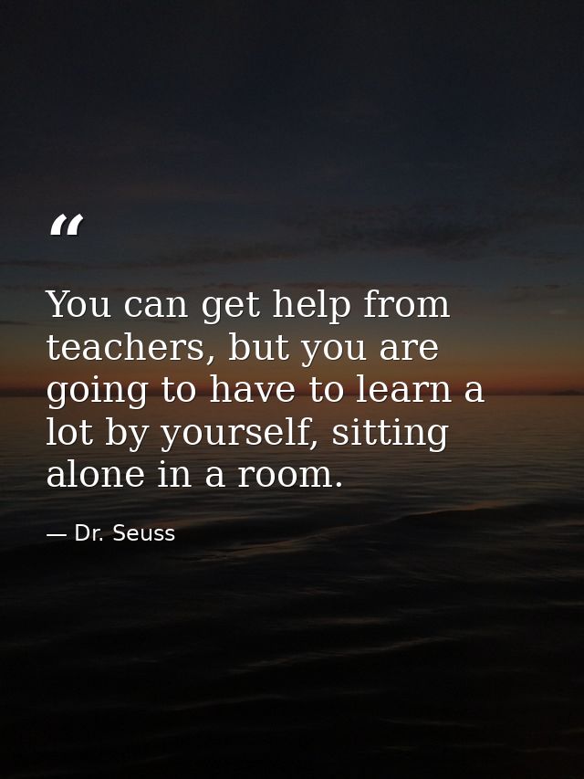 You can get help from teachers, but you are going to have to learn a lot by yourself, sitting alone in a room. — Dr. Seuss