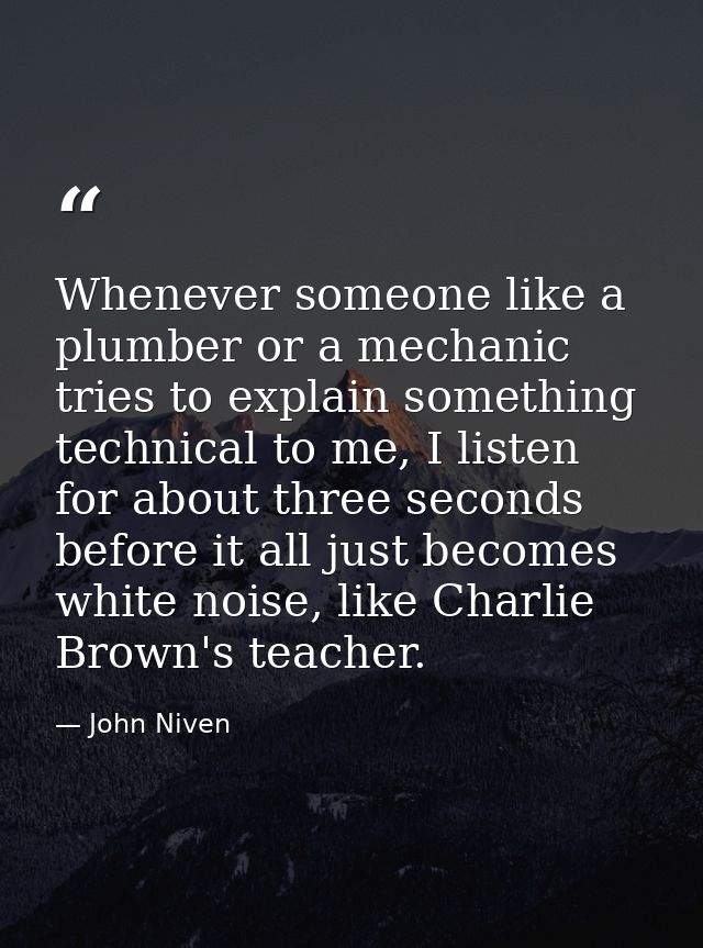 Whenever someone like a plumber or a mechanic tries to explain something technical to me, I listen for about three secon — John Niven