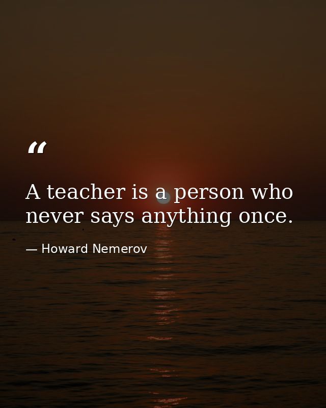 A teacher is a person who never says anything once. — Howard Nemerov