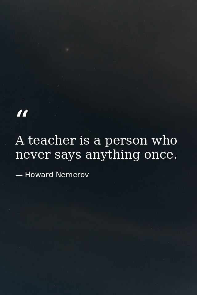 A teacher is a person who never says anything once. — Howard Nemerov
